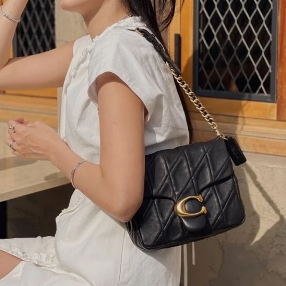 Coach Black Quilted Shoulder Bag - Time Square Tabby (20 size)